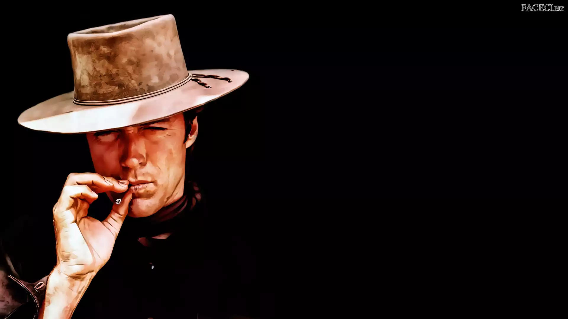 Papieros, Kapelusz, Grafika, Aktor, Clint Eastwood